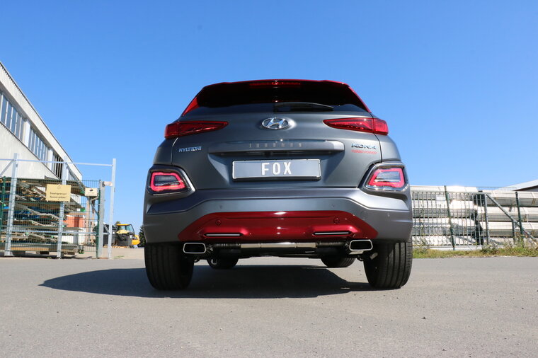 Fox Sportuitlaat Hyundai Kona 2WD Ironman achterdemper, rechter/linker uitlaat - 145x65 Type 59 rechts/links