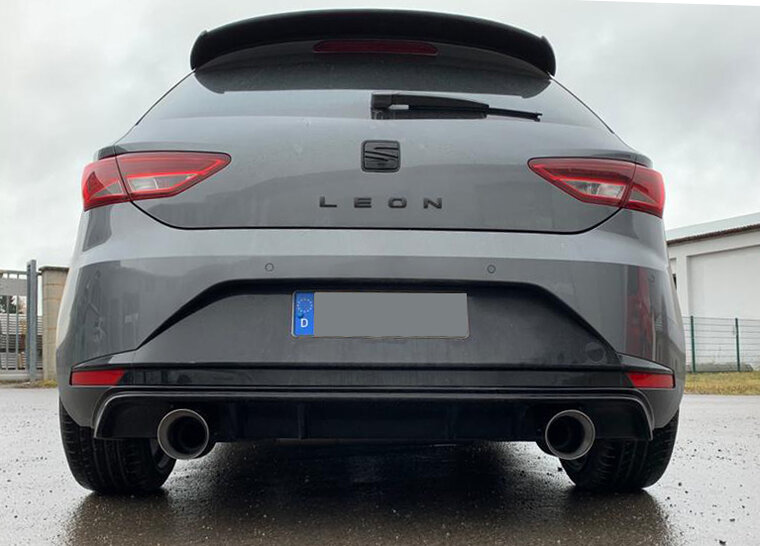 Fox Sportuitlaat Seat Leon 5F - Stijve achteras, achterdemper, uitlaat rechts/links - 1x100 type 25 rechts/links voor Rieger bumper