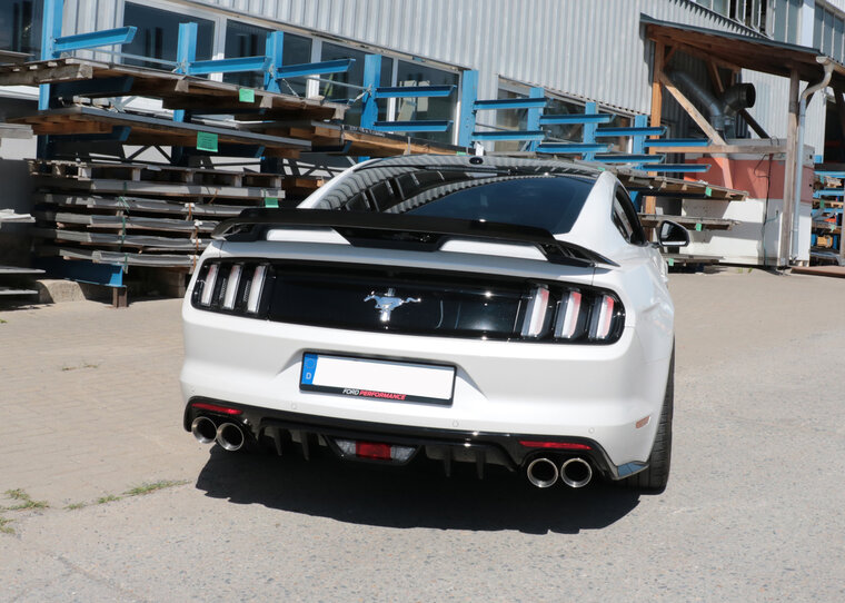 Fox Sportuitlaat Ford Mustang VI Coup&eacute; &amp; Cabriolet - Achterdemper voor 4/6/8-cilinders, rechts/links, zonder uitlaatkleppen - 2x100 Type 25, rechts/links - past op de bumperverlenging 52889573 van Velocity