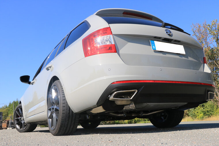 Fox Sportuitlaat Skoda Octavia 5E RS - TDI - 4x4 met dieseluitlaatstukken, half systeem rechts/links vanaf de katalysator - uitlaatpijpen die uitkomen in de originele dieseluitlaatstukken