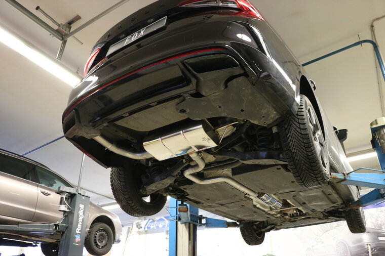 Fox Sportuitlaat Skoda Octavia NX RS iV achterdemper - uitlaat via de originele linker uitlaatpijp