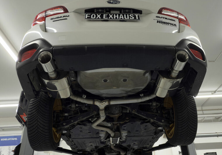 Fox Sportuitlaat Subaru Outback BS achterdemper rechts/links en voordemper - uitlaatpijpen 1x100 type 25 rechts/links
