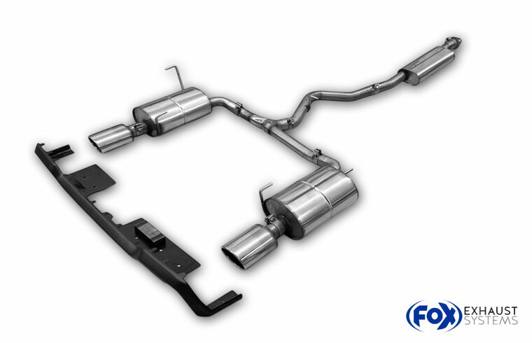 Fox Sportuitlaat Subaru Outback BT met achterdiffuser in matzwart, achterdemper rechts/links en voordemper - uitlaatpijpen 140x90 type 44 rechts/links (de achterdiffuser hoeft niet gespoten te worden)