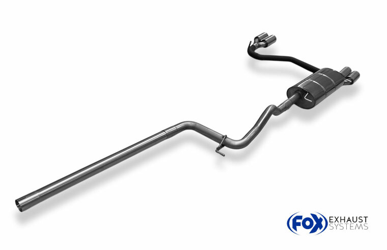 Fox Sportuitlaat VW Passat 3B/3BG half uitlaatsysteem vanaf de katalysator, rechter/linker uitgang, met vervangingspijp voor de voordemper - 2x80 Type 24 rechts/links