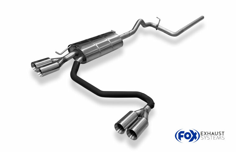 Fox Sportuitlaat VW Passat 3B/3BG half uitlaatsysteem vanaf de katalysator, rechter/linker uitgang, met vervangingspijp voor de voordemper - 2x80 Type 24 rechts/links