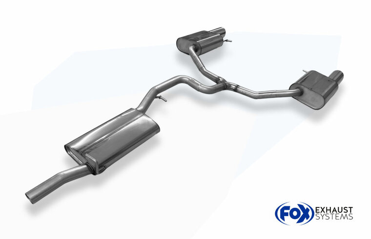 Fox Sportuitlaat VW Passat 3C 4-Motion half uitlaatsysteem vanaf de katalysator, bestaande uit rechter/linker achterdemper en voordemper - uitlaatpijpen 1x100 type 17 rechts/links