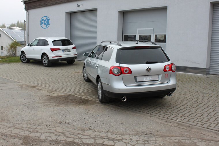 Fox Sportuitlaat VW Passat 3C 4-Motion half uitlaatsysteem vanaf de katalysator, bestaande uit rechter/linker achterdemper en voordemper - uitlaatpijpen 1x100 type 17 rechts/links