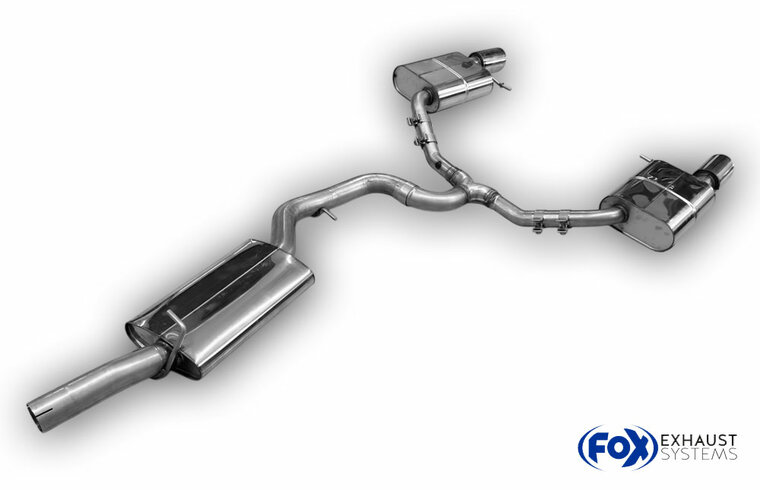 Fox Sportuitlaat VW Passat 3C 4-Motion achterdemper rechts/links en middendemper - 1x100 type 16 rechts/links