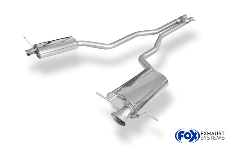 Fox Sportuitlaat VW Phaeton - 3D-achterdemper rechts/links met X-pijp - uitlaatpijpen sluiten aan op de originele uitlaatpijpen