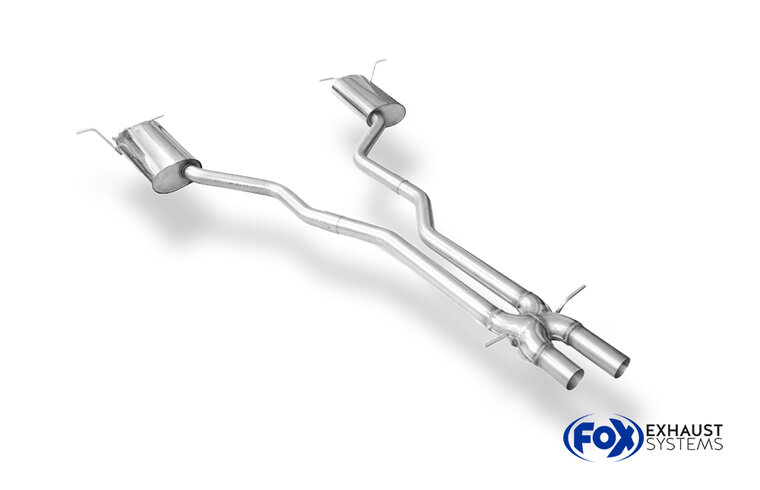Fox Sportuitlaat VW Phaeton - 3D-achterdemper rechts/links met X-pijp - uitlaatpijpen sluiten aan op de originele uitlaatpijpen