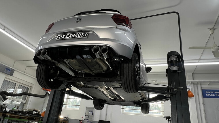 Fox Sportuitlaat VW Polo AW1 incl. facelift achterdemper, rechter/linker uitlaat met korte aansluiting - 2x100 type 25 rechts/links