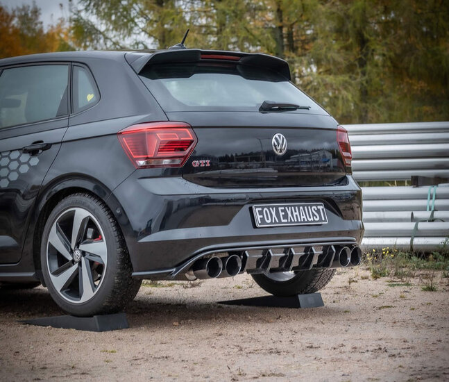 Fox Sportuitlaat VW Polo AW1 GTI Achterdemper Rechts/Links Uitlaat - 2x100 Type 25 Rechts/Links Zwart Ge&euml;mailleerd