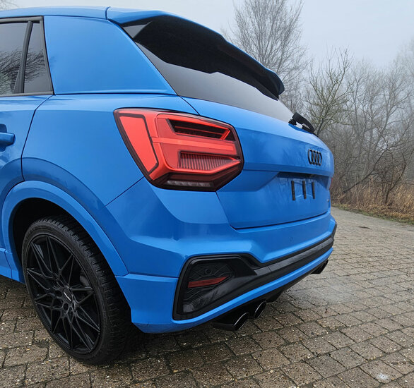Fox Sportuitlaat Audi Q2 achterdemper, rechter/linker uitlaat, met voordemper - 2x115x85 type 32 rechts/links, zwart ge&euml;mailleerd