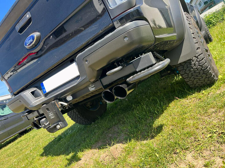 Fox Sportuitlaat Ford Raptor - Dubbele cabine - 2019-2021 Achterdemper Rechts/Links Uitlaat - 2x100 Type 25 Rechts/Links Zwart Ge&euml;mailleerd