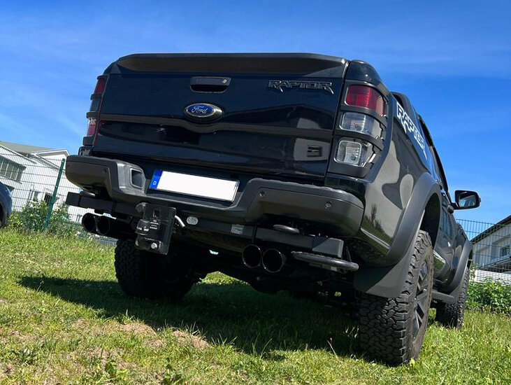 Fox Sportuitlaat Ford Raptor - Dubbele cabine - 2019-2021 Achterdemper Rechts/Links Uitlaat - 2x100 Type 25 Rechts/Links Zwart Ge&euml;mailleerd