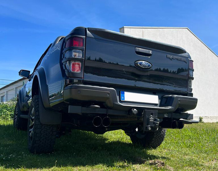 Fox Sportuitlaat Ford Raptor - Dubbele cabine - 2019-2021 Achterdemper Rechts/Links Uitlaat - 2x100 Type 25 Rechts/Links Zwart Ge&euml;mailleerd