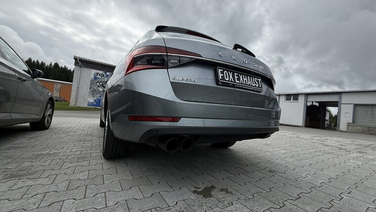 Fox Sportuitlaat Skoda Superb 3V 4x4 (3T) Achterdemper - 2x90 Type 25 zwart mat keramisch gecoat