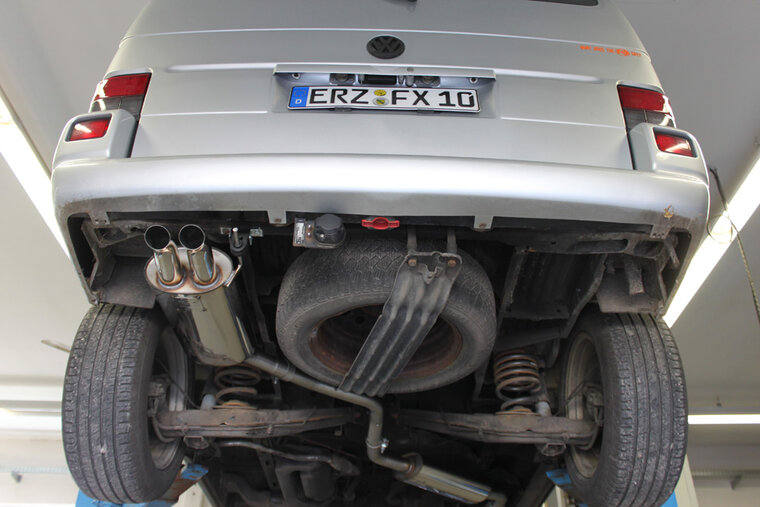 Fox Sportuitlaat VW T4 - Voorwielaandrijving - Bus/ Transporter/ Multivan/ Caravelle Achterdemper - 2x63 Type 28