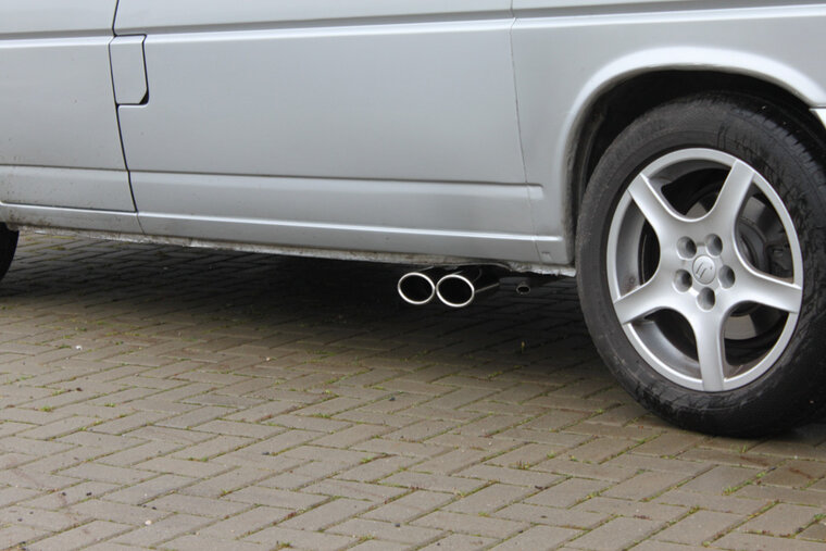 Fox Sportuitlaat VW T4 - 2.5l TDI zijuitlaat bestaande uit een voor- en achterdemper met uitlaat aan de bestuurderszijde - 2x106x71 Type 38