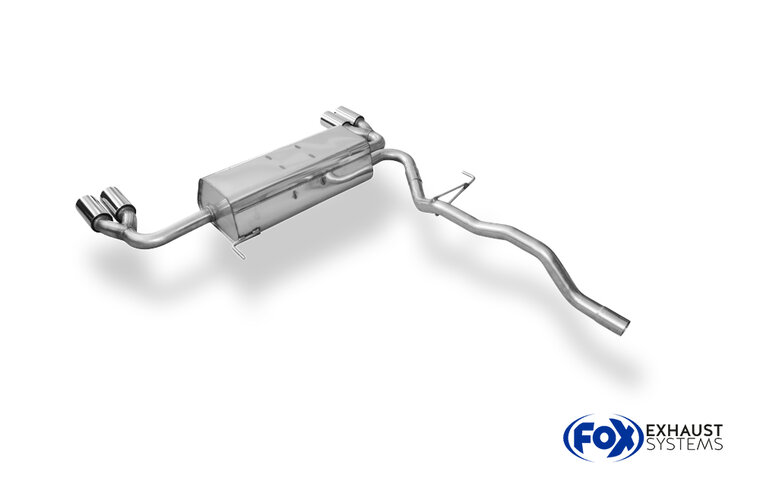 Fox Sportuitlaat VW Bus T4 Syncro achterdemper, dwarsuitlaat rechts/links, inclusief verbindingspijp met beugel - 2x76 Type 13 rechts/links