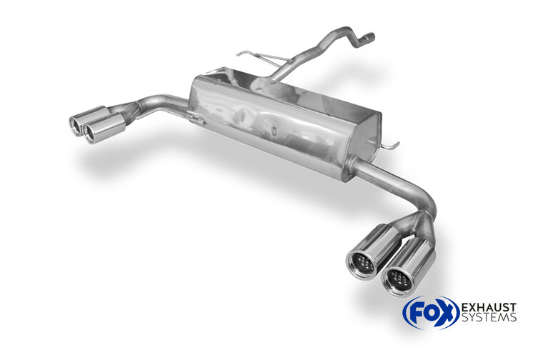 Fox Sportuitlaat VW Bus T4 Syncro achterdemper, dwarsuitlaat rechts/links, inclusief verbindingspijp met beugel - 2x76 Type 13 rechts/links