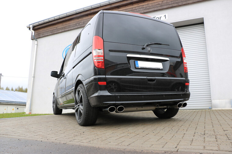 Fox Sportuitlaat Mercedes Vito/Viano - W639 Compacte achterdemper met dwarsuitgang rechts/links incl. verbindingspijp - 2x115x85 Type 32 rechts/links