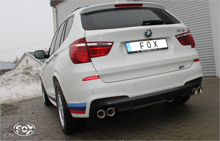 Fox Sportuitlaat BMW X3 F25 - 35i/ 35d Achterdemper, rechter/linker uitgang - 2x90 Type 17 rechts/links