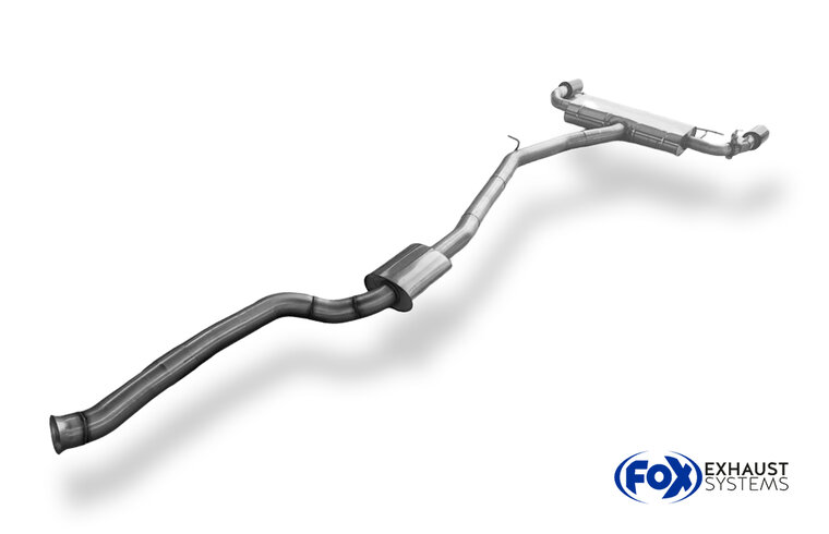 Fox Sportuitlaat BMW X4 G02 - 30i Achterdemper dwars rechts/links uitlaat - 1x100 Type 25 rechts/links ZWART ge&euml;mailleerd met uitlaatklep en voordemper - Niet compatibel met modellen met panoramadak