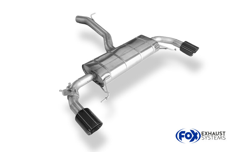 Fox Sportuitlaat BMW X4 G02 - 30i Achterdemper dwarsuitlaat rechts/links - 1x100 Type 25 rechts/links ZWART ge&euml;mailleerd met uitlaatklep - Niet geschikt voor modellen met panoramadak