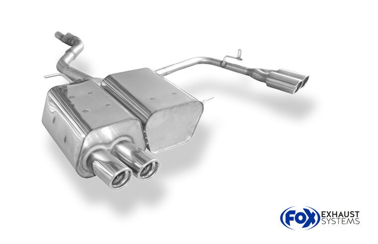 Fox Sportuitlaat BMW Z4 E85 achterdemper, rechter/linker uitgang, inclusief Y-verbindingspijp 2x50mm - 2x76mm, type 17, rechts/links