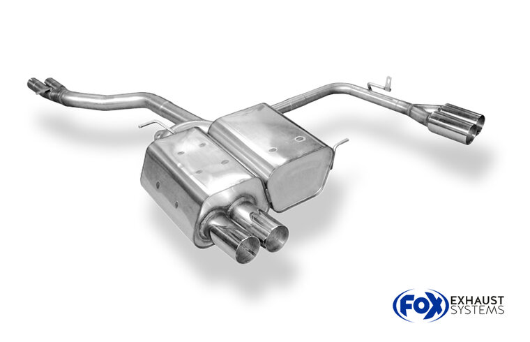 Fox Sportuitlaat BMW Z4 E85 achterdemper, rechter/linker uitlaat, inclusief Y-verbindingspijp 2x50mm - 2x76mm, type 10, rechts/links