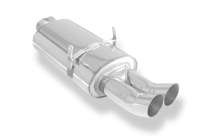 Fox Sportuitlaat FOX sportuitlaat geschikt voor BMW E36 318is, achterdemper &Oslash;63,5 - 2x76 type 18