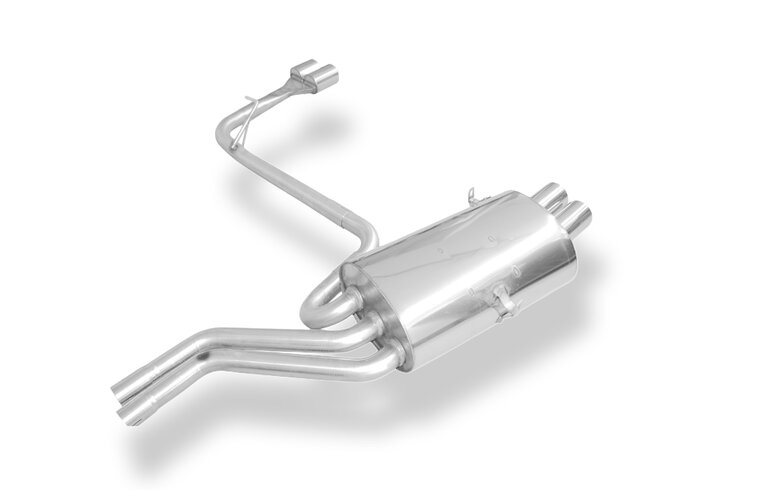 Fox Sportuitlaat FOX Sport uitlaat geschikt voor BMW E46 320/ 323/ 325/ 328/ 330, achterdemper, rechter/linker uitlaat, dubbele doorstroming - 2x76 Type 10 rechts/links