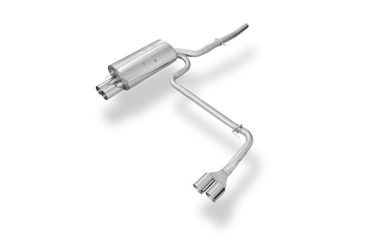 Fox Sportuitlaat FOX sportuitlaat geschikt voor BMW E46 320d, achterdemper, rechter/linker uitlaat, enkelvoudige doorstroming - 2x76 type 10 rechts/links