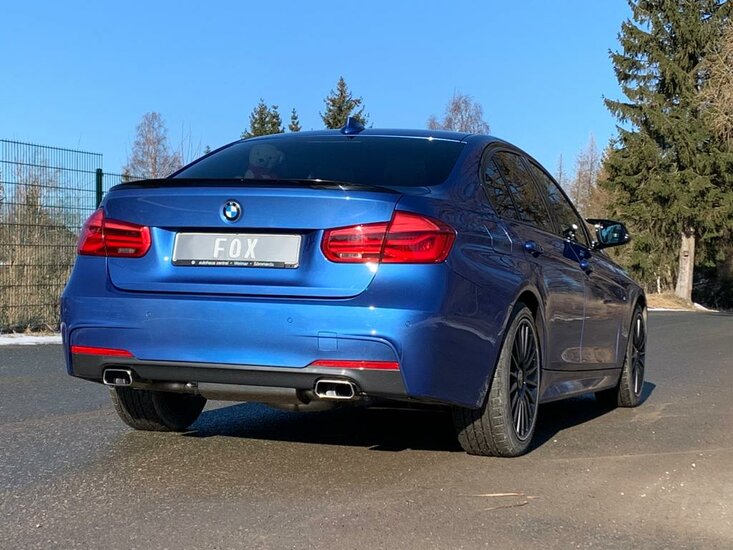 Fox Sportuitlaat FOX sportuitlaat geschikt voor BMW F30/31 - 330i/340i xDrive, dwarsgeplaatste achterdemper met rechter/linker uitlaat - 145x65 Type 59 rechts/links - met uitlaatklep in de linker uitlaatpijp