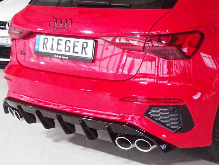 Fox Sportuitlaat Rieger achterdiffuser voor Audi A3 GY Sportback ABS, glanzend