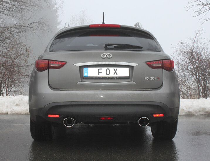 Fox Sportuitlaat Infiniti FX30d achterdemper, dwarsuitgang rechts/links - 129x106 type 32 rechts/links