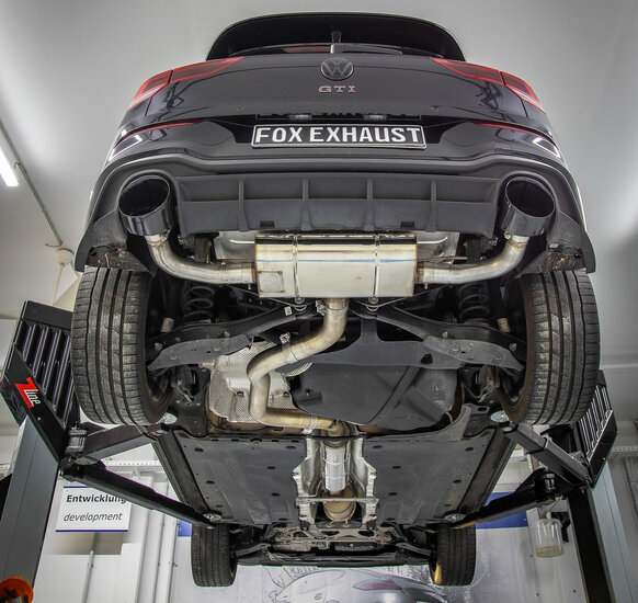 Fox Sportuitlaat VW Golf 8 GTI uitlaatdemper voor en achter, rechter/linker uitlaat 80 mm - 1x160x130 mm type 38 rechts/links, zwart keramisch gecoat