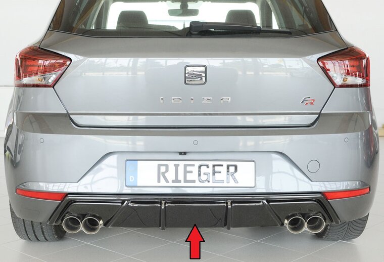 Fox Sportuitlaat Seat Ibiza V - KJ Rieger achterdiffuser voor dubbele uitlaat links en rechts (4x80mm &Oslash;), ABS, hoogglans zwart, incl. montagemateriaal, certificaat
