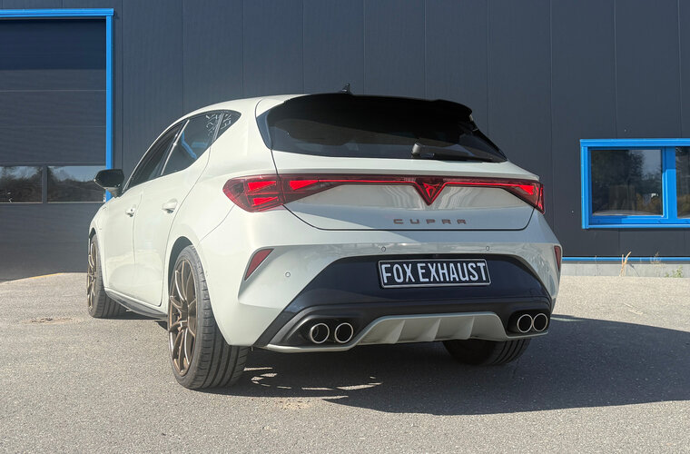 Fox Sportuitlaat Cupra Leon 4x2 - KL Hybrid achterdemper met uitlaat links/rechts en voordemper - 2x80 Type 16 rechts/links