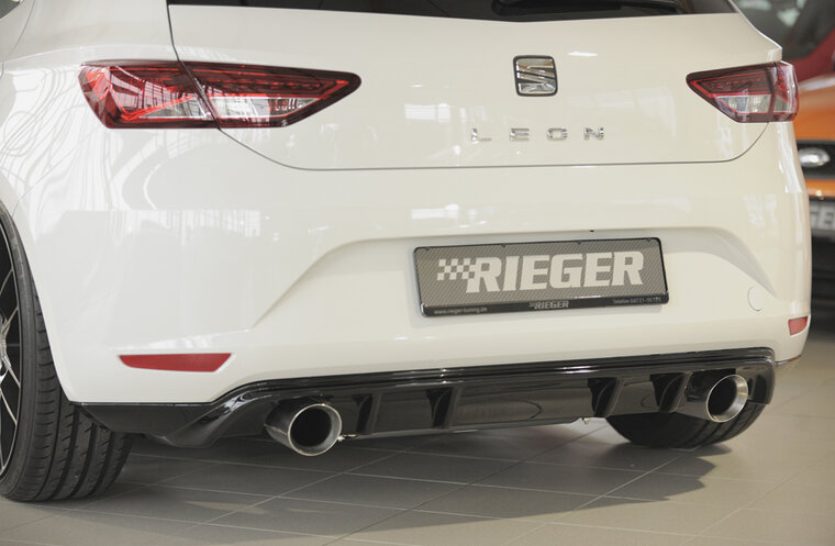 Fox Sportuitlaat Rieger achterdiffuser - Seat Leon 5F pre-facelift Seat Leon FR (5F): 10.12-12.16 (tot facelift) | 3-deurs (SC), 5-deurs