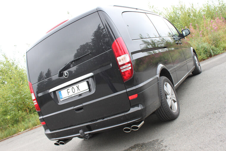 Fox Sportuitlaat Mercedes Vito/Viano - W639 Compacte achterdemper met dwarsuitgang rechts/links incl. verbindingspijp - 2x115x85 Type 32 rechts/links