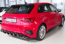 Rieger Tuning diffuser Audi A3 / S3 [GY] met uitlaatuitsparing links/rechts