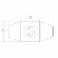 Universele autosport-katalysator met hoogwaardige EURO 6-coating. Aantal cellen selecteerbaar tussen 200 CPSI en 300CPSI. Hij krijgt meer pk's en minder uitlaattegendruk. De afmetingen op de tekening zijn aangegeven in millimeters.Wij bieden dit onderdeel