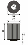 GREEN Universeel filter Cilindrisch twin-cone &Oslash; 85mm flens Inox top - 130mm hoog, diameter 120mm