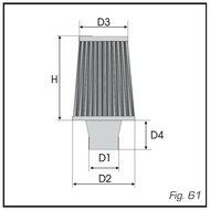 GREEN Universeel filter Conische single-cone &Oslash; 70mm flens Inox top - 150mm hoog, basis 150mm , top 120mm