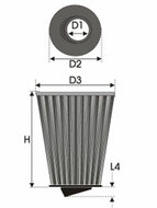 GREEN Universeel filter Conische twin-cone &Oslash; 62,5mm flens Inox top - 150mm hoog, basis 100mm , top 120mm