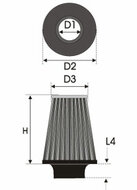 GREEN Universeel filter Conische twin-cone &Oslash; 100mm flens Inox top - 150mm hoog, basis 152mm , top 120mm