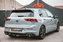 Stainless steel metallic catalyst 200cpsi group n with OPF / GPF filter removal + centre silencer + Stainless steel rear silencer left/right each with round Sport Line tail pipe 102 mm Oversized exhaust pipe diameter 70 mm