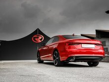 Stainless steel rear silencer left/right each with round Sport Line tail pipe 102 mm&nbsp;&nbsp; Oversized exhaust pipe diameter 70 mm